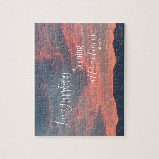 感動的引用文想像山の夕日の写真 ジグソーパズル (縦)