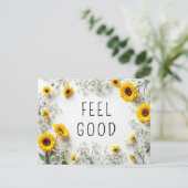 感動的引用文感じ良い黄色の花 ポストカード (スタンド正面)