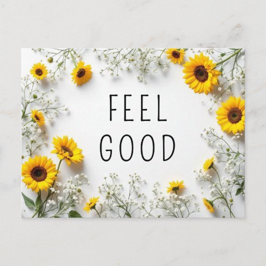 感動的引用文感じ良い黄色の花 ポストカード (正面)