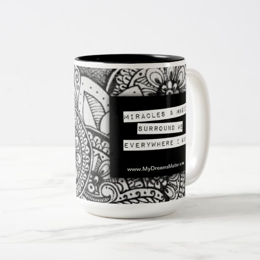 感動的引用文母の日の花柄 ツートーンマグカップ (正面右)