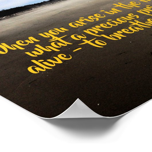 感動的引用文海ビーチ写真 ポスター (角)