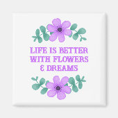 感動的引用文独自の紫色のフローラを作成 マグネット (正面)