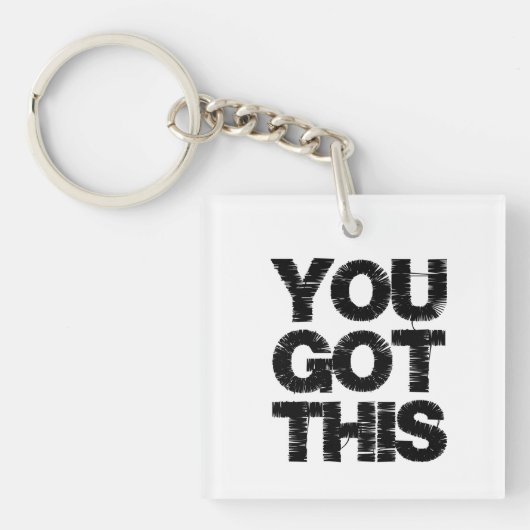 感動的引用文白黒お得前 キーホルダー (正面)