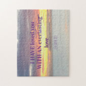 感動的引用文聖書聖句クリスチャン・サンセット ジグソーパズル (縦)