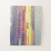 感動的引用文聖書聖句クリスチャン・サンセット ジグソーパズル (縦)