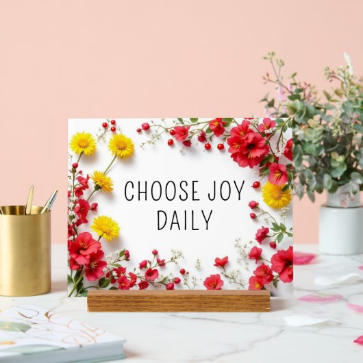 感動的引用文選択ジョイカラフル花 アクリルサイン (ウェディング)