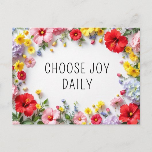 感動的引用文選択ジョイカラフル花 ポストカード (正面)