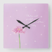 感動的引用文&かわいいピンクのデイジー、壁時計 スクエア壁時計 (正面)