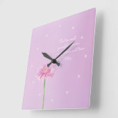 感動的引用文&かわいいピンクのデイジー、壁時計 スクエア壁時計 (傾斜)