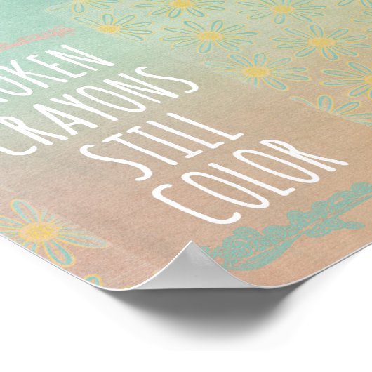 感動的引用文:クレヨンの破片の色 ポスター (角)