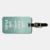 感動的引用文:勇敢な翼で飛ぶ ラゲッジタグ (正面横)