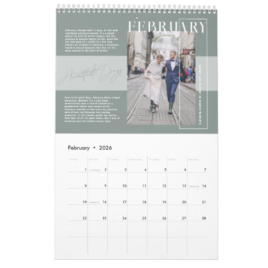 感動的引用文&散文ファミリーフォトモーメント カレンダー (2月 2026)