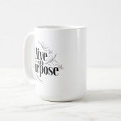 感動的引用文、目的を持ってライブ コーヒーマグカップ (正面左)