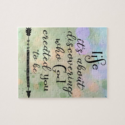 感動的引用文:神が誰を創造したかを発見 ジグソーパズル (横)