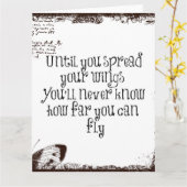 感動的引用文:翼を広げて飛ぶ カード (黄色い花)