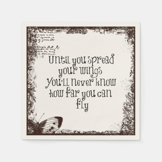 感動的引用文:翼を広げて飛ぶ スタンダードカクテルナプキン (正面)