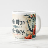 感動的引用文：頻繁に歩き回る、常に疑問に思さまよう ジャンボコーヒーマグカップ (正面右)