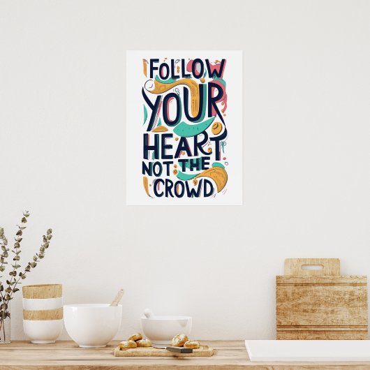 感動的後を追ハート引用文 ポスター (キッチン)