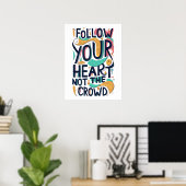 感動的後を追ハート引用文 ポスター (ホームオフィス)