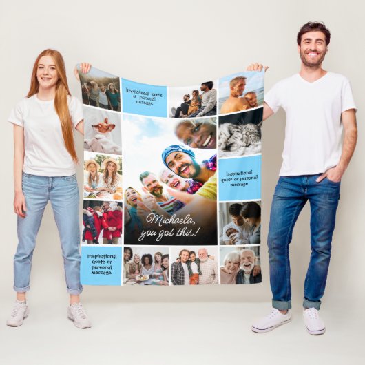 感動的心地よいカスタムメッセージと12写真 フリースブランケット (インサイチュ)