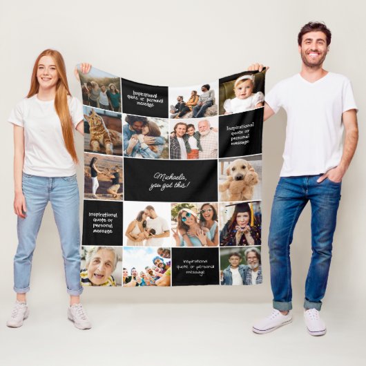 感動的心地よいカスタムメッセージと14写真 フリースブランケット (インサイチュ)