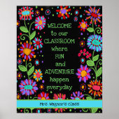 感動的教室ウェルカムブラックフローラ ポスター (正面)