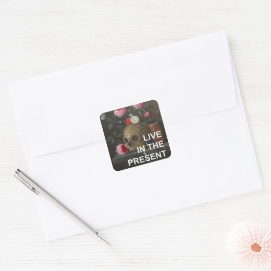 感動的文字+森メ絵を描メント スクエアシール (封筒)