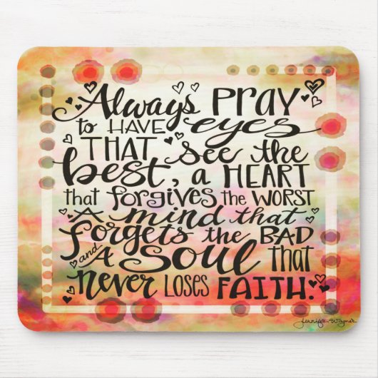 感動的祈りの言葉引用文かわいらしカラフル マウスパッド (正面)