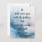 感動的翼の下で詩篇91:4を上げる ポストカード (正面/裏面)