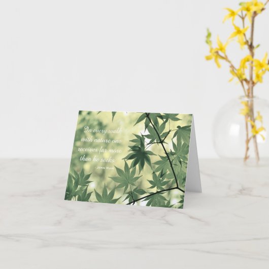 感動的自然引用文メープル葉 カード (黄色い花)