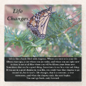 感動的贈与生活の変化 ガラスコースター (正面)