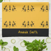 感動的踊りアフリカンアートかわいいオレンジ キッチンタオル (折り畳み)