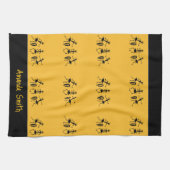 感動的踊りアフリカンアートかわいいオレンジ キッチンタオル (横)