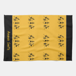 感動的踊りアフリカンアートかわいいオレンジ キッチンタオル