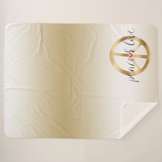 感動的金ゴールド平和標識ハート シェルパブランケット (正面(横))