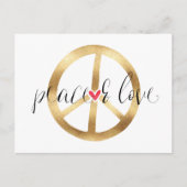 感動的金ゴールド平和標識ハート ポストカード (正面)