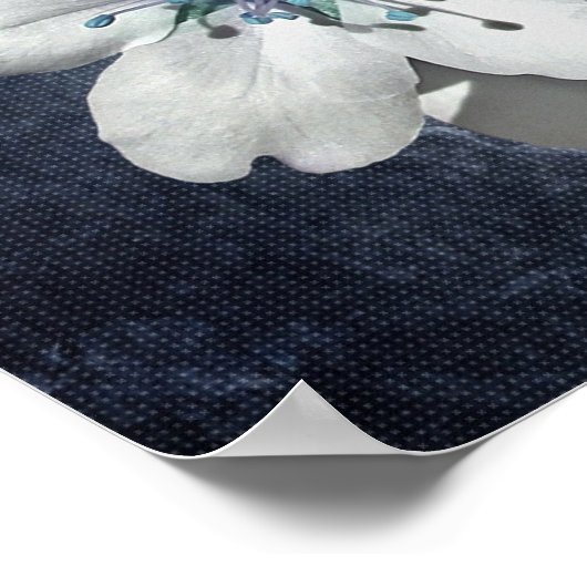 感動的&やる気を起こさせる引用文ホワイトフローラ ポスター (角)