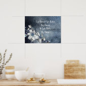 感動的&やる気を起こさせる引用文ホワイトフローラ ポスター (キッチン)