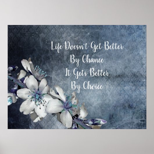 感動的&やる気を起こさせる引用文ホワイトフローラ ポスター (正面)