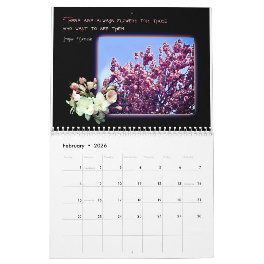 感動的&やる気を起こさせる引用文図解入りの、写真付きの カレンダー (2月 2026)