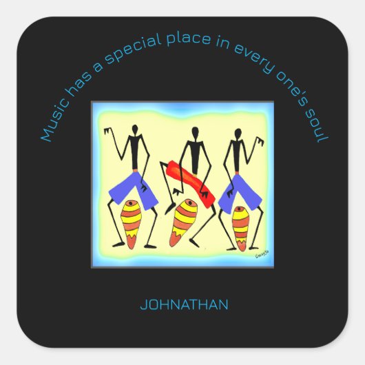 感動的，ア素晴らしフリカ太鼓 スクエアシール (正面)