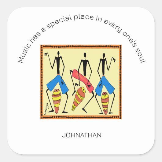 感動的，ア素晴らしフリカ太鼓 スクエアシール (正面)