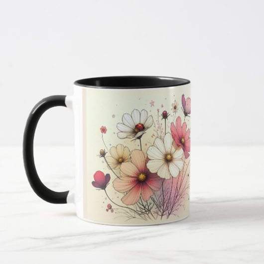 感動的/ポジティブな花の名言ラッピング マグカップ (左)