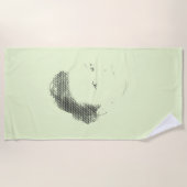 感圧型ブラックハーフトーンエフェクトウーマン顔 ビーチタオル (正面)