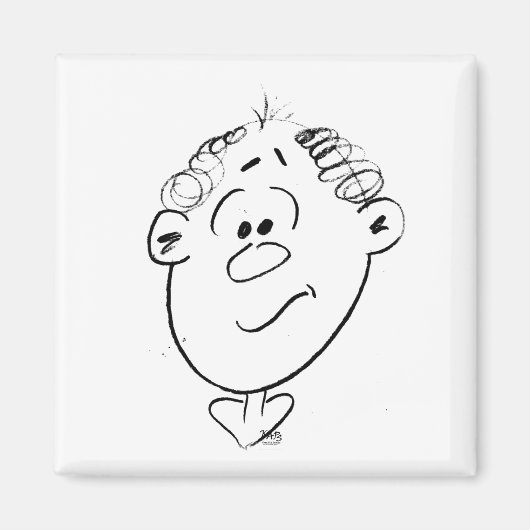 感情が表れた男性の顔の絵 アニメ マグネット (正面)