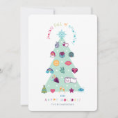 感情に満ちたシーズンおもしろい絵文字クリスマスツリー シーズンカード (正面)