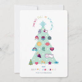 感情に満ちたシーズンおもしろい絵文字クリスマスツリー シーズンカード