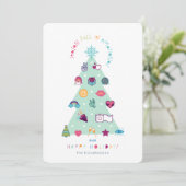 感情に満ちたシーズンおもしろい絵文字クリスマスツリー シーズンカード (スタンド正面)