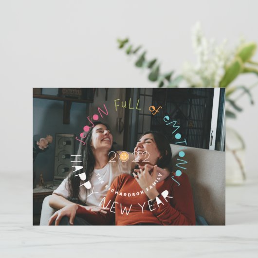 感情に満ちた休日シーズン絵文字フォト シーズンカード (スタンド正面)