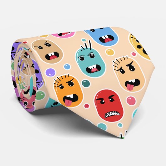 感情のカラフル顔 ネクタイ (ロール)